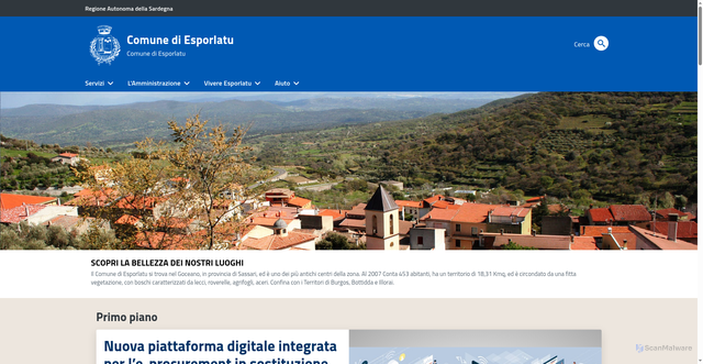 Security scan screenshot of https://comune.esporlatu.ss.it/