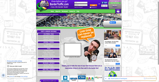 Security scan screenshot of https://www.bordertraffic.com