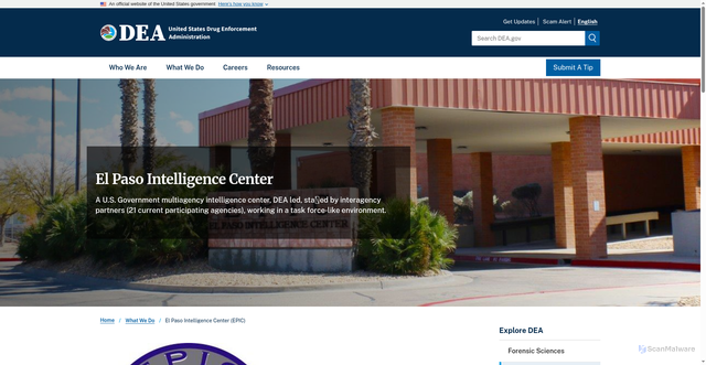 Security scan screenshot of https://www.dea.gov/what-we-do/law-enforcement/epic