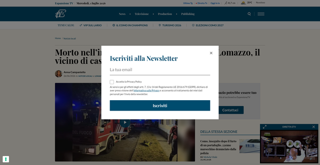 Security scan screenshot of https://www.espansionetv.it/2026/06/26/morto-nellincendio-della-sua-abitazione-a-lomazzo-il-vicino-di-casa-fermato-per-omicidio/