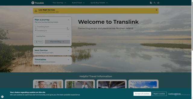 Security scan screenshot of https://www.translink.co.uk/