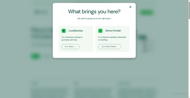 Security scan screenshot of https://telavox.com