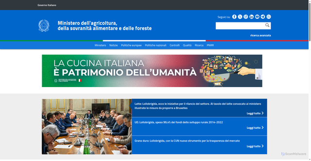 Security scan screenshot of https://www.masaf.gov.it/flex/cm/pages/ServeBLOB.php/L/IT/IDPagina/202