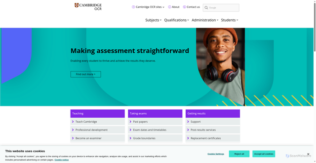 Security scan screenshot of https://www.ocr.org.uk/