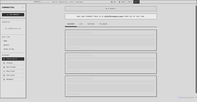 Security scan screenshot of http://threadwave.space/