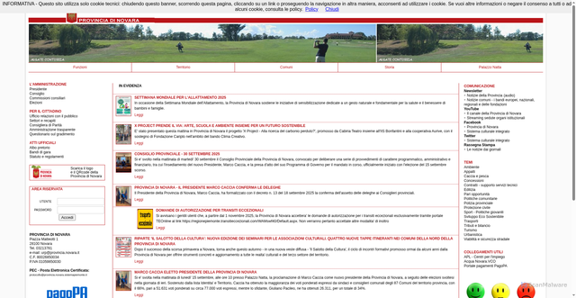 Security scan screenshot of https://www.provincia.novara.it/