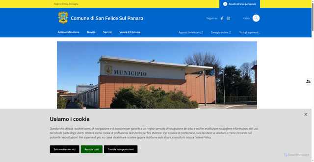 Security scan screenshot of https://www.comune.sanfelice.mo.it/