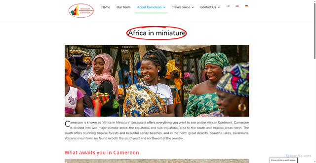 Security scan screenshot of discover-cameroon.com