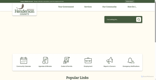 Security scan screenshot of https://hendersoncountyky.gov/