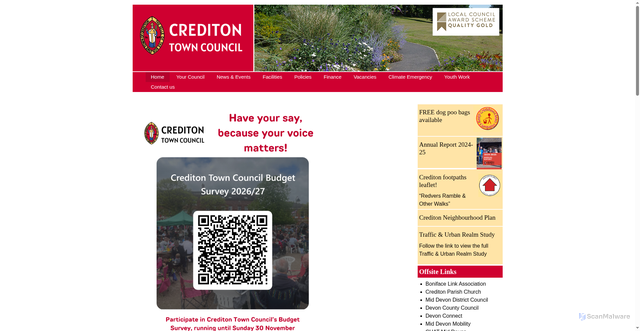 Security scan screenshot of https://www.crediton.gov.uk/