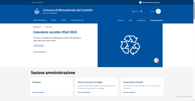 Security scan screenshot of https://www.comune.monasterolo-del-castello.bg.it/home/index.html