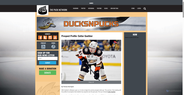 Security scan screenshot of https://www.thepucknetwork.com/Anaheim/story.php?id=44494
