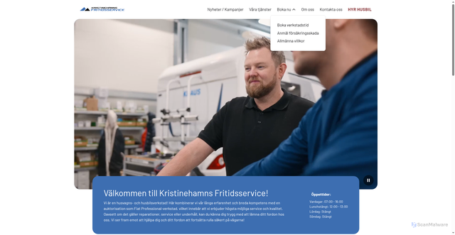 Security scan screenshot of https://kristinehamnsfritidsservice.se