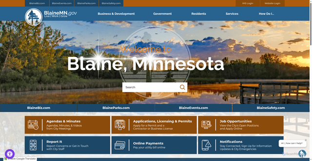 Security scan screenshot of https://blainemn.gov/