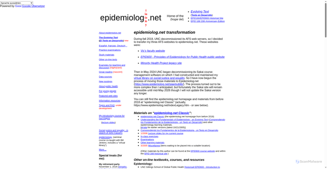 Security scan screenshot of epidemiolog.net