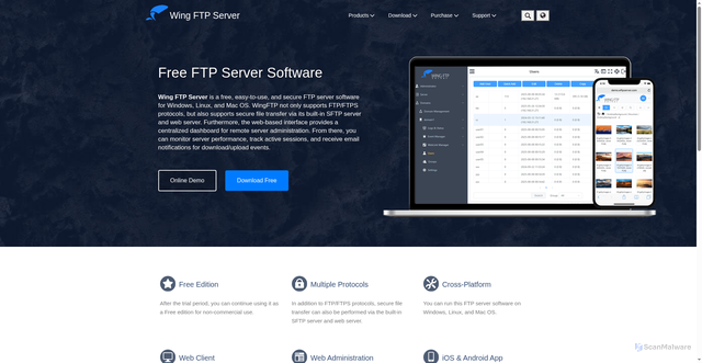 Security scan screenshot of https://wftpserver.com