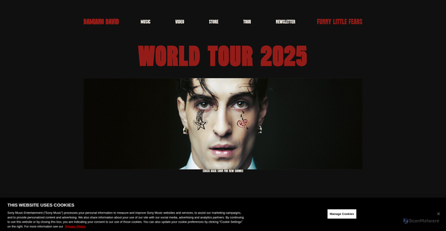 Security scan screenshot of https://www.damianodavidofficial.com/