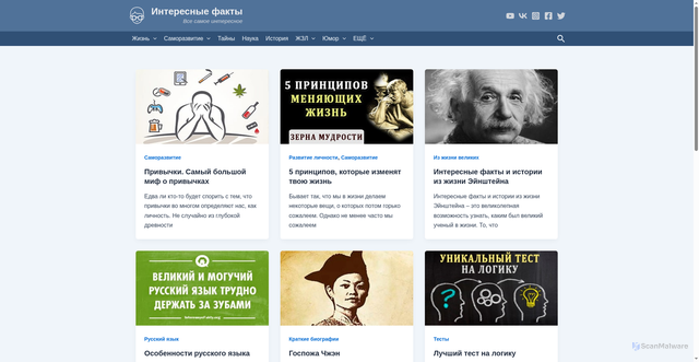 Security scan screenshot of https://interesnyefakty.org
