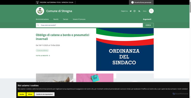 Security scan screenshot of https://www.comune.stregna.ud.it/