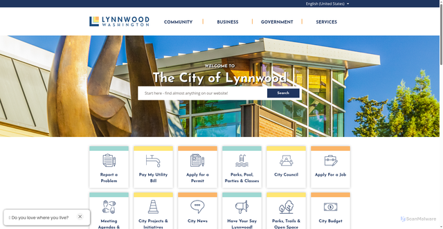 Security scan screenshot of https://www.lynnwoodwa.gov/