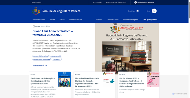 Security scan screenshot of https://www.comune.anguillaraveneta.pd.it/