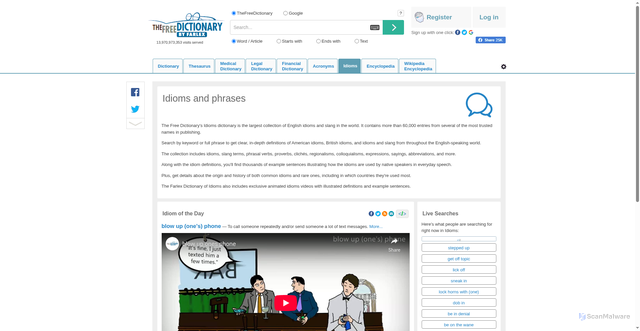 Security scan screenshot of https://idioms.thefreedictionary.com
