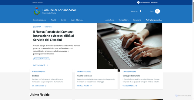 Security scan screenshot of https://www.comune.gorianosicoli.aq.it
