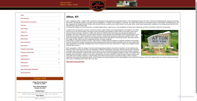 Security scan screenshot of https://www.townofaftonny.gov/