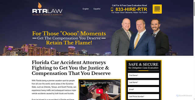 Security scan screenshot of https://rtrlaw.com/car-accidents/