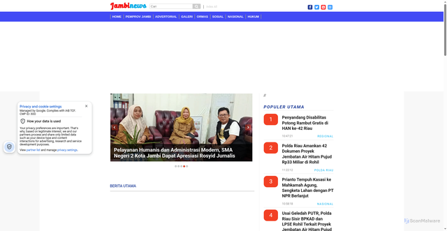 Security scan screenshot of https://jambi.sigapnews.co.id