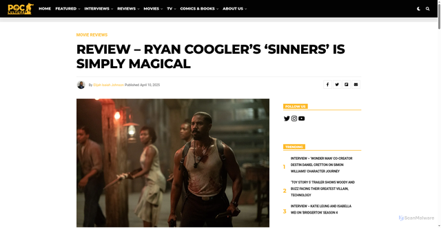 Security scan screenshot of https://pocculture.com/review-ryan-cooglers-sinners-is-simply-magical/