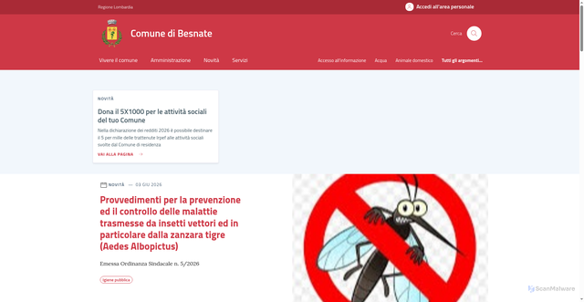 Security scan screenshot of https://www.comune.besnate.va.it
