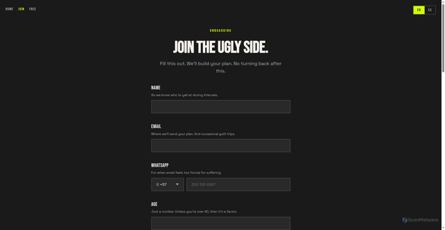 Security scan screenshot of https://uglypace.fit/join.html