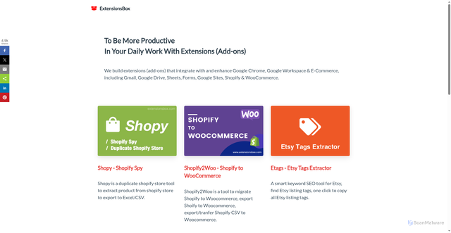 Security scan screenshot of https://extensionsbox.com