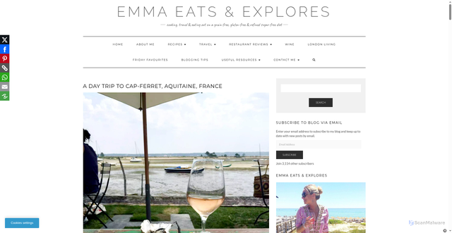 Security scan screenshot of https://emmaeatsandexplores.com/day-trip-to-cap-ferret/