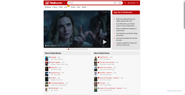 Security scan screenshot of https://www.filmbooster.co.uk