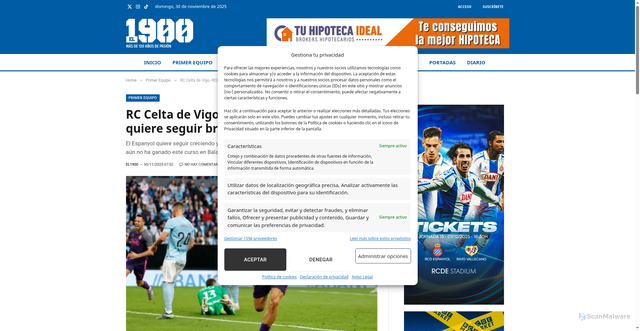 Security scan screenshot of https://el1900.com/celta-vigo-espanyol-brillando-balaidos-previa-laliga/