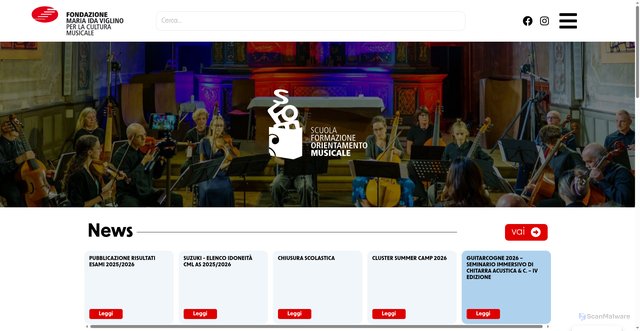 Security scan screenshot of https://www.fondazionemusicalevda.it