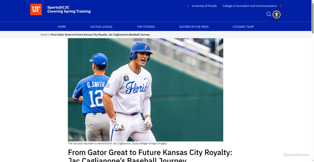 Security scan screenshot of https://springtraining.jou.ufl.edu/2025/05/07/jac-caglianone-florida-gators-royals-organization/