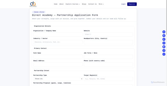 Security scan screenshot of https://directacademy.createonlineacademy.com/apply-for-partner