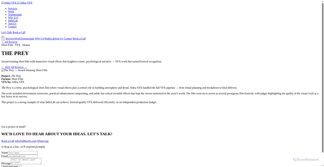 Security scan screenshot of https://newsite-26w.pages.dev/articles/the-prey-short-film-vfx/