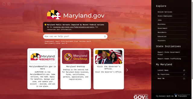 Security scan screenshot of https://www.maryland.gov/