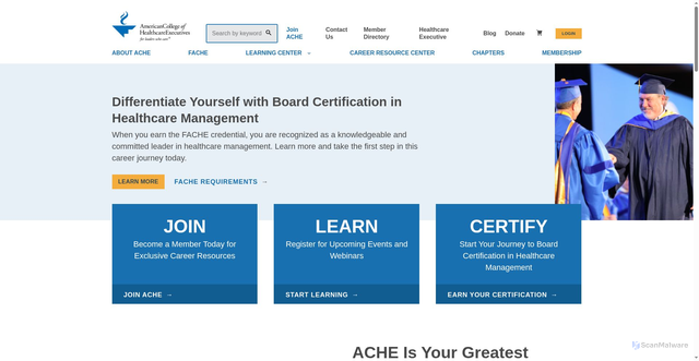 Security scan screenshot of https://ache.org