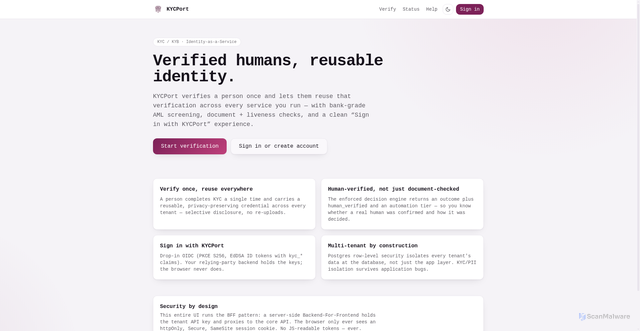Security scan screenshot of https://kycport.com