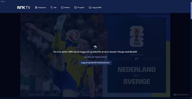 Security scan screenshot of https://tv.nrk.no/serie/fifa-fotball-vm-2026/sesong/202606/episode/ISPO40501626