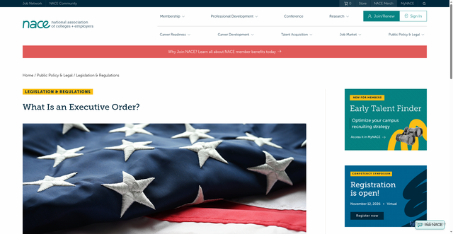 Security scan screenshot of https://www.naceweb.org/public-policy-and-legal/legislation-and-regulations/what-is-an-executive-order