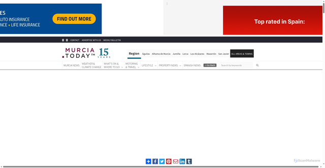 Security scan screenshot of https://murciatoday.com/major_earthquake_off_almera_a_murcia_coast_felt_across_southern_spain_1000223430-a.html
