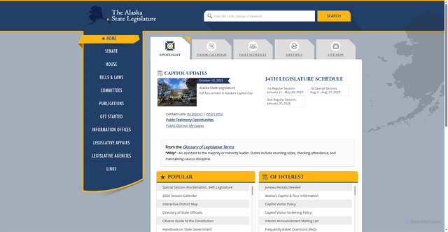 Security scan screenshot of https://akleg.gov/