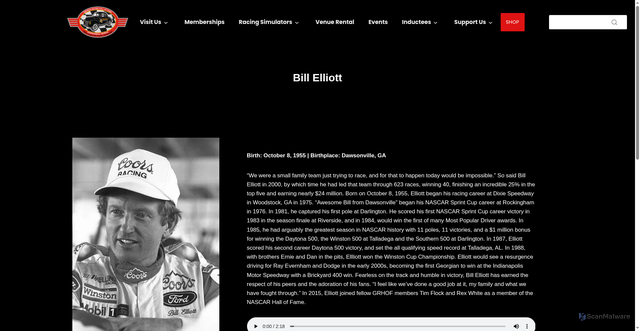 Security scan screenshot of https://georgiaracinghof.com/inductees/bill-elliott/