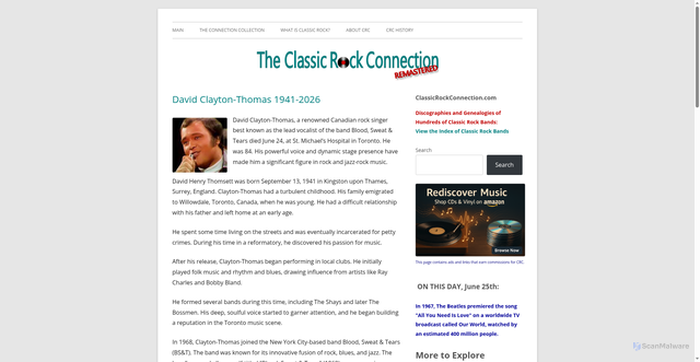 Security scan screenshot of https://www.classicrockconnection.com/main/david-clayton-thomas/